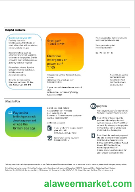 United Kingdom British Gas business utility bill, Word and PDF template, 2 pages 3